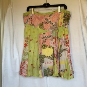 Mildly worn cotton skirt, large. Lined. Side zip.